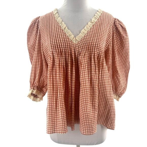 Hunter Bell MIa Terracotta gingham top sz L - Picture 5 of 9